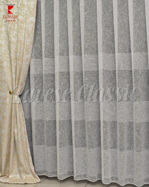 Zavesa Linea Soft Linen – lan zavesa sa belim prugama