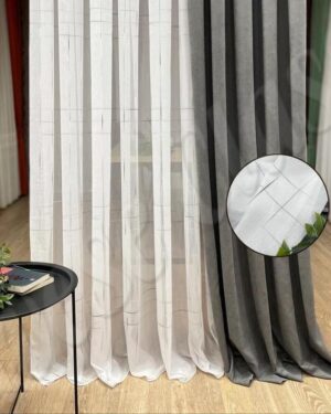 Lan zavesa – sa sivim zadebljanim nitima u tkanju