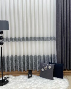 Zavesa Lan siva pruga PREMIUM